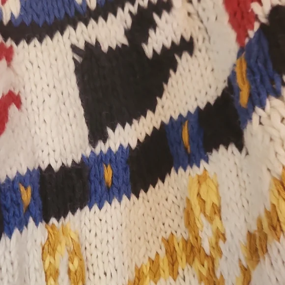 VTG Birch Bros Nordic Fair Isle Novelty Animal Pullover Sweater Blue Sz M - Picture 5 of 12